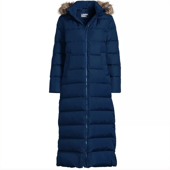 Lands’ End NWT Women’s Max 600 Down Long Maxi Coat in Navy - Picture 3 of 6